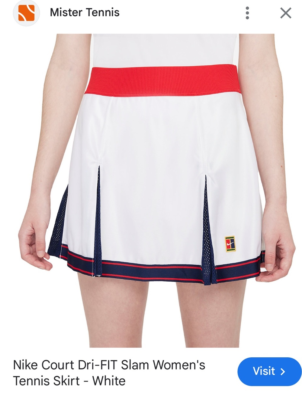 Nike Court Dri-Fit Slam Tank (Navy) and Dri-Fit Slam Tennis Skirt (White) Set - Picture 4 of 11